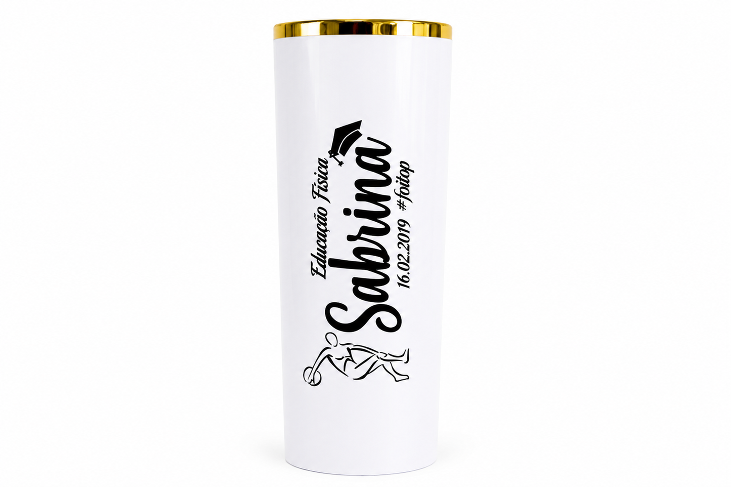 COPO LONG DRINK PREMIUM BRANCO COM BORDA DOURADA