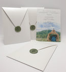 Convite Casamento Papel Branco Perolado com Lacre de Cera