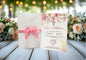 Convite Casamento Branco com Rosa