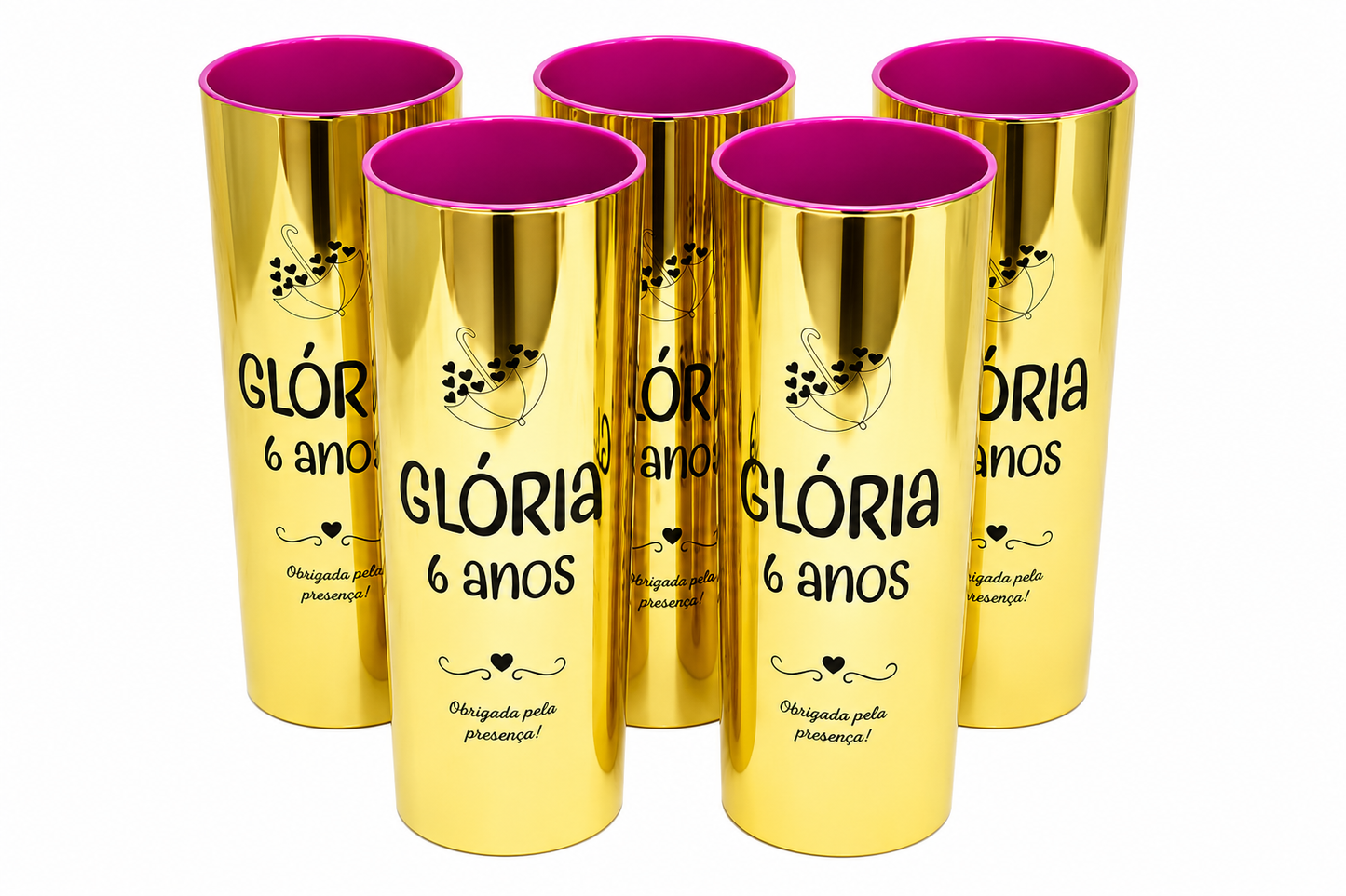 COPO LONG DRINK ESPELHADO DOURADO COM COR INTERNA