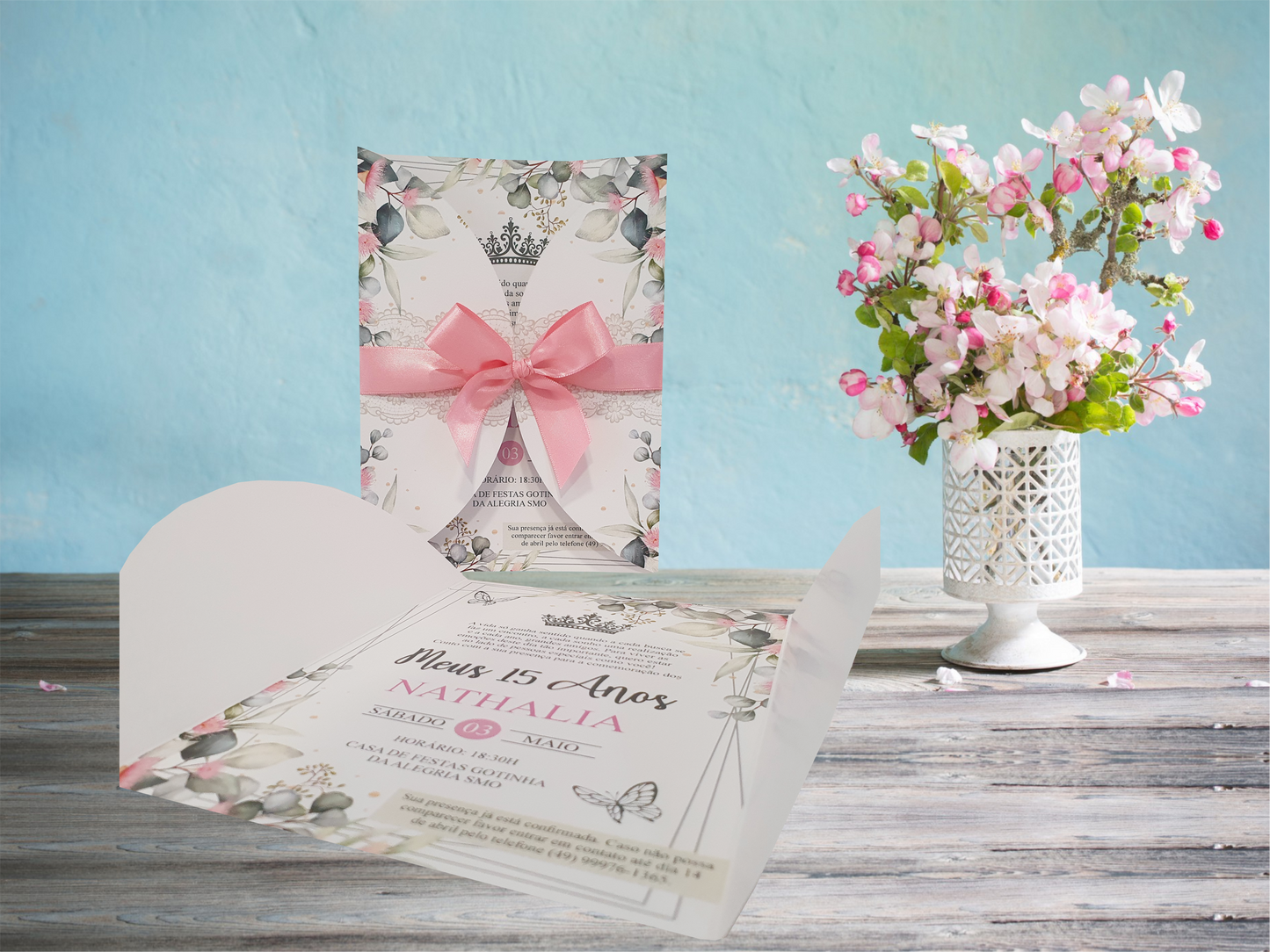 Convite com Envelope Floral