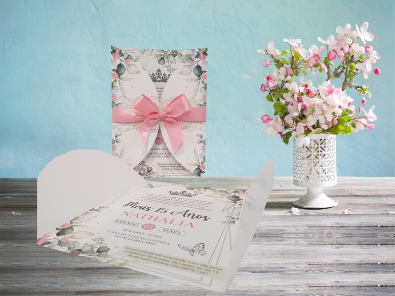 Convite com Envelope Floral