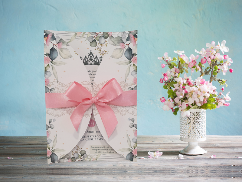 Convite com Envelope Floral