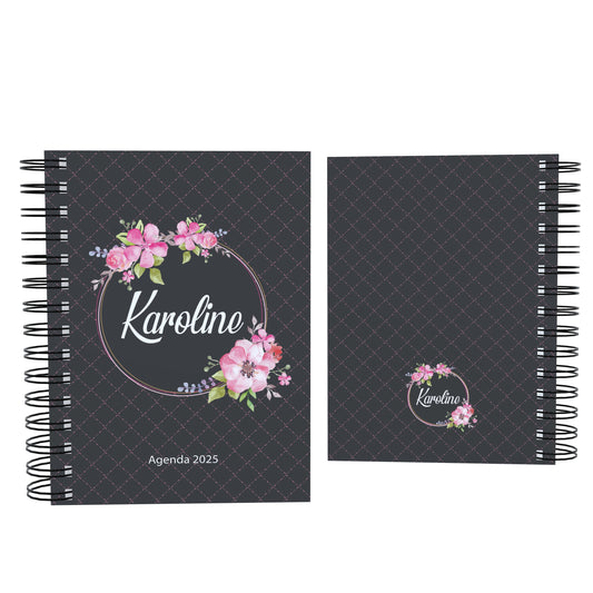 Agenda Personalizada Floral Escura